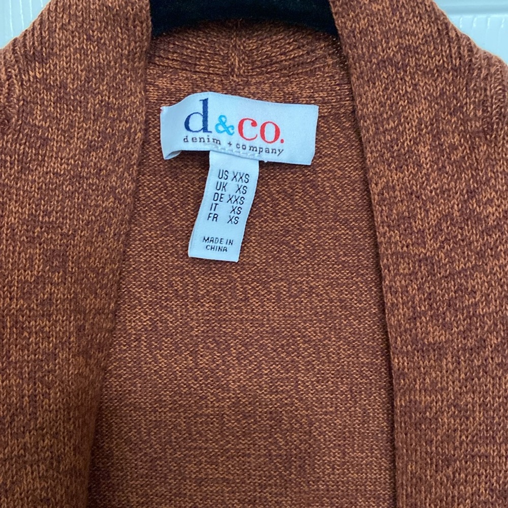 Denim & Company Auburn Copper Long Sleeve Knit Open Duster Sweater Cardigan - Picture 2 of 10